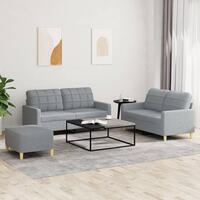 3 personers sofa med hynder stof lysegrå