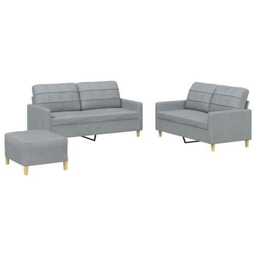 3 personers sofa med hynder stof lysegrå