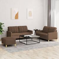 3 personers sofa med hynder stof brun