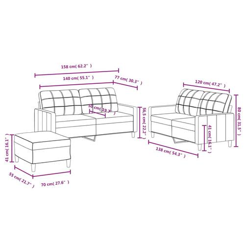 3 personers sofa med hynder stof brun