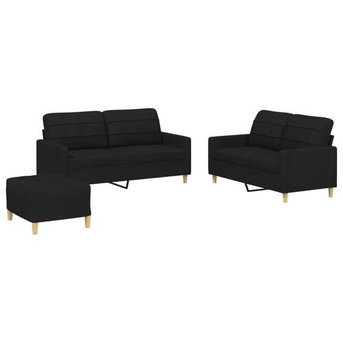 3 personers sofa med hynder stof sort