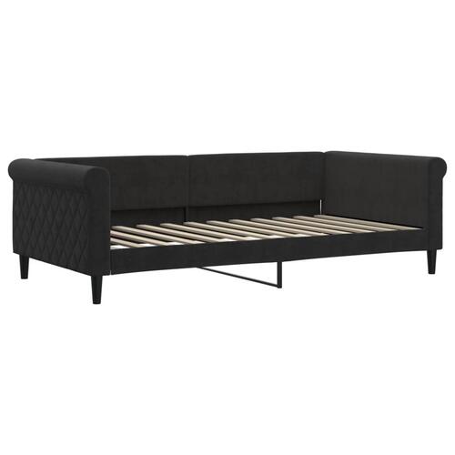 Daybed med udtræk og madras 100x200 cm velour sort