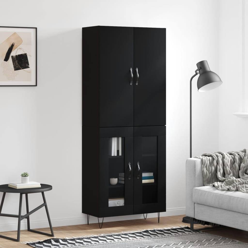 Højskab 69,5x34x180 cm konstrueret træ sort