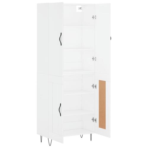 Højskab 69,5x34x180 cm konstrueret træ hvid
