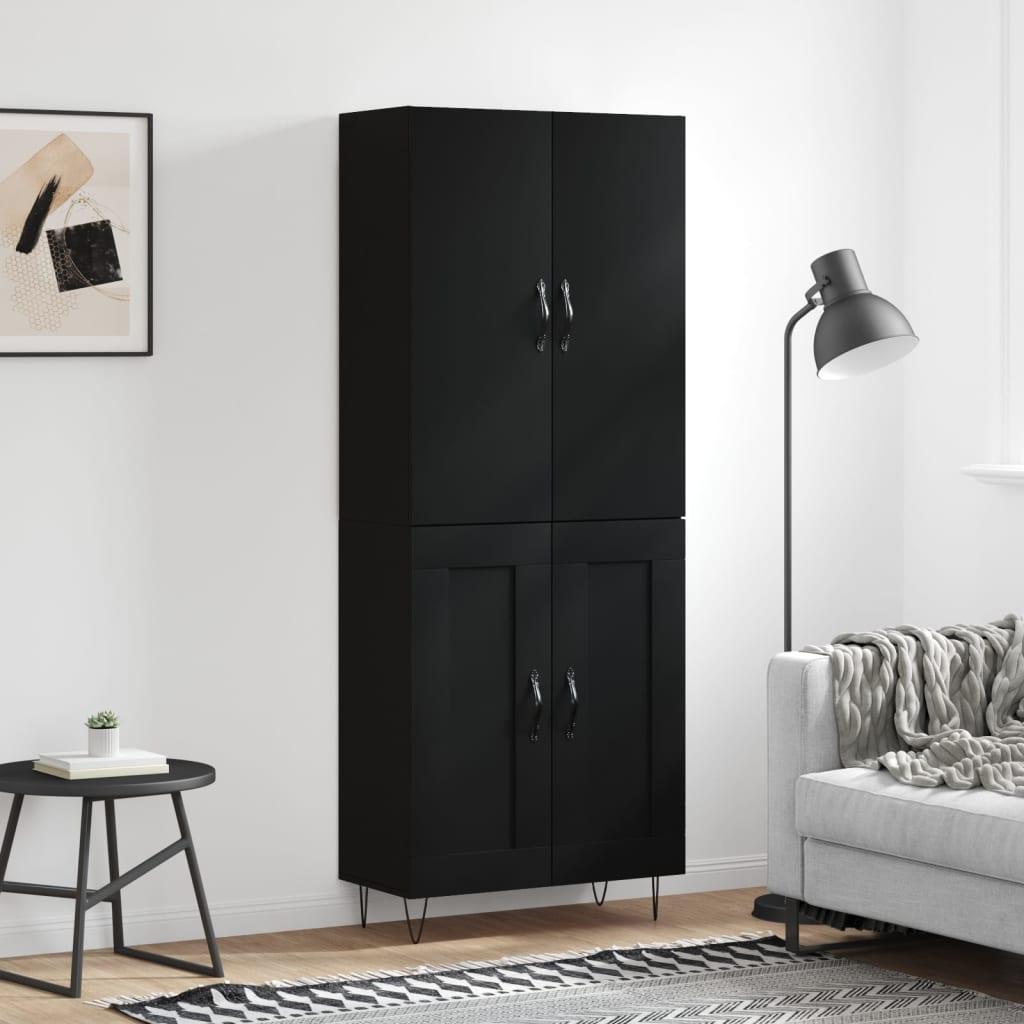 Højskab 69,5x34x180 cm konstrueret træ sort