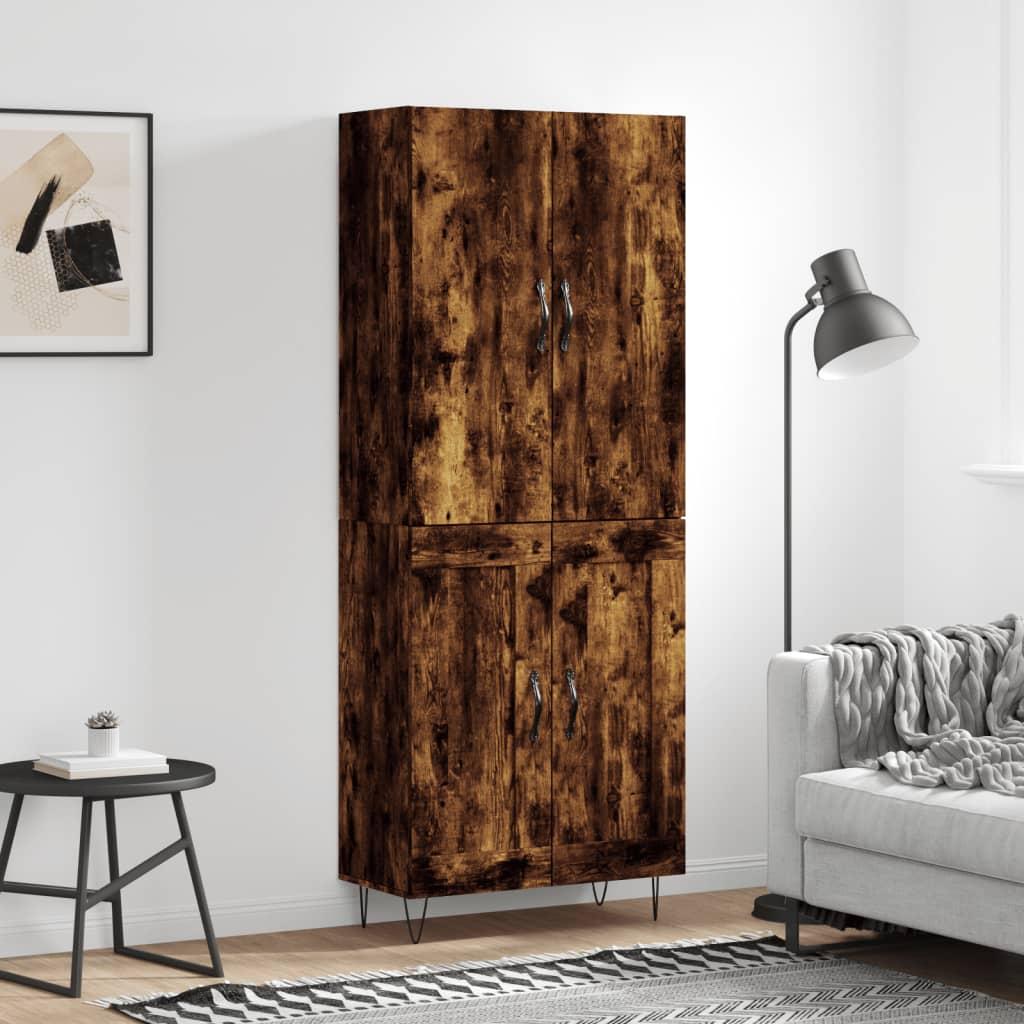 Højskab 69,5x34x180 cm konstrueret træ røget egetræsfarve billede