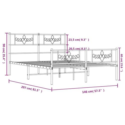 Sengeramme med sengegavl og fodgærde 140x200 cm metal hvid