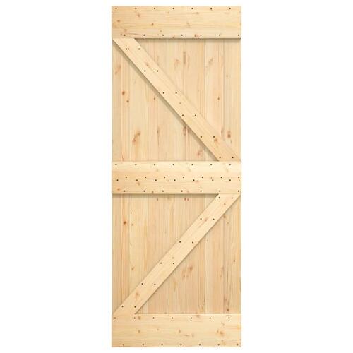 Skydedør med monteringssæt 80x210 cm massivt fyrretræ