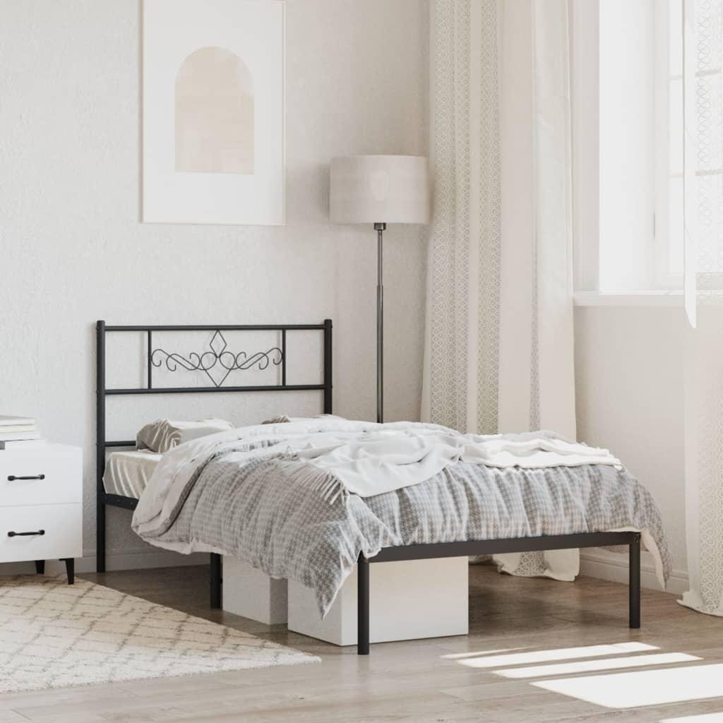Sengeramme med sengegavl 90x190 cm metal sort