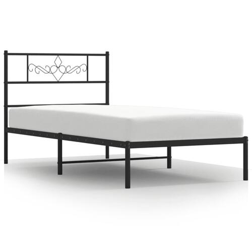 Sengeramme med sengegavl 90x190 cm metal sort