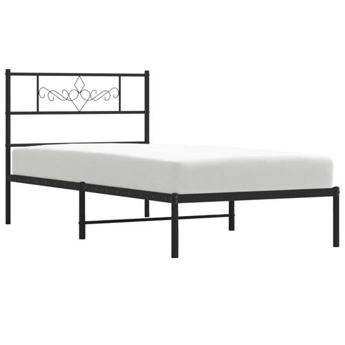 Sengeramme med sengegavl 90x190 cm metal sort