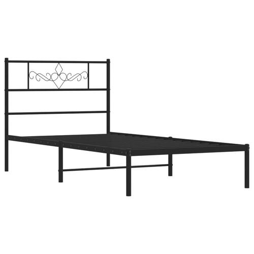 Sengeramme med sengegavl 90x190 cm metal sort