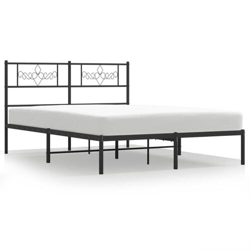 Sengeramme med sengegavl 135x190 cm metal sort