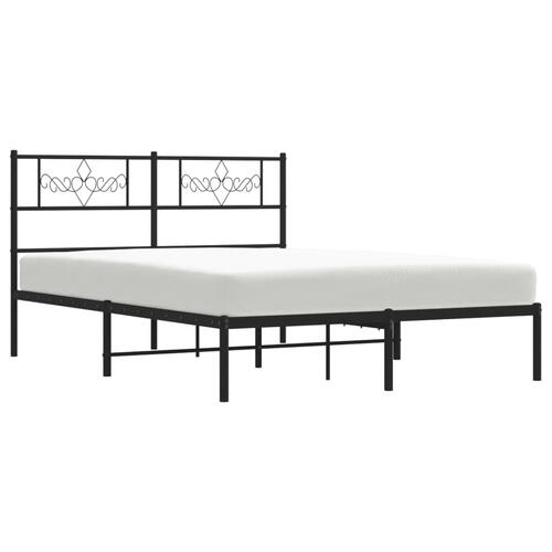 Sengeramme med sengegavl 135x190 cm metal sort
