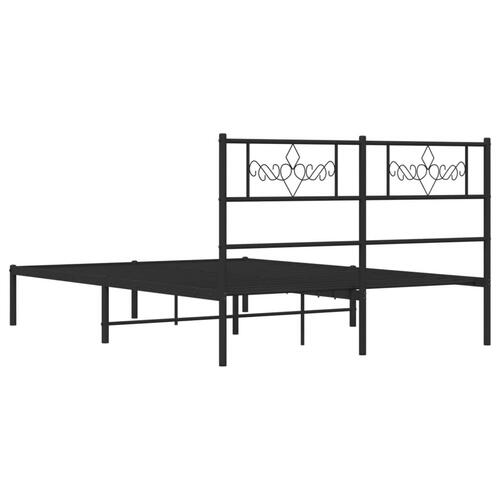 Sengeramme med sengegavl 135x190 cm metal sort