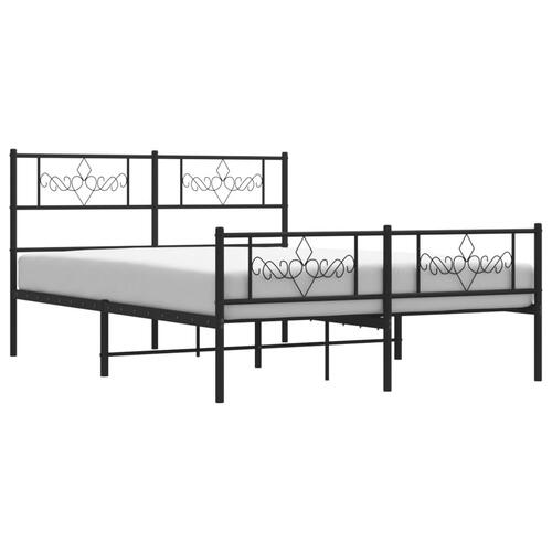 Sengeramme med sengegavl og fodgærde 150x200 cm metal sort