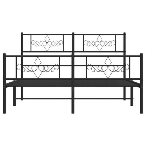 Sengeramme med sengegavl og fodgærde 150x200 cm metal sort