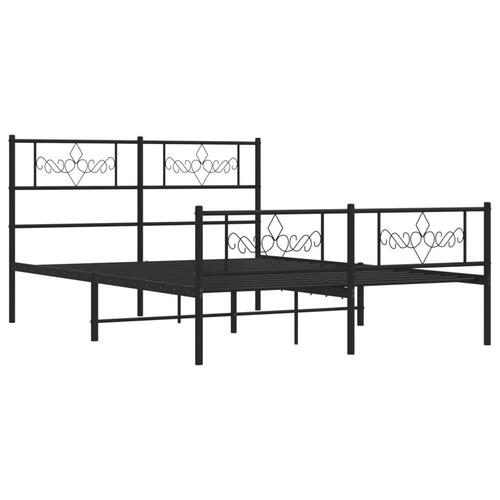 Sengeramme med sengegavl og fodgærde 150x200 cm metal sort
