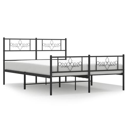 Sengeramme med sengegavl og fodgærde 135x190 cm metal sort