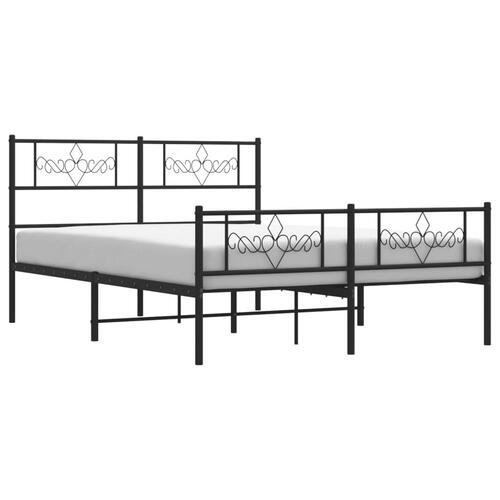 Sengeramme med sengegavl og fodgærde 135x190 cm metal sort