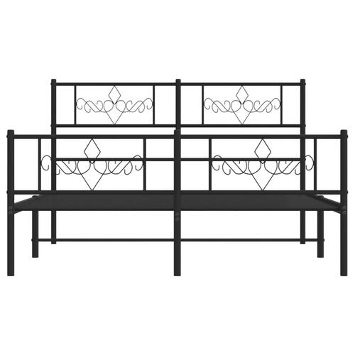 Sengeramme med sengegavl og fodgærde 135x190 cm metal sort
