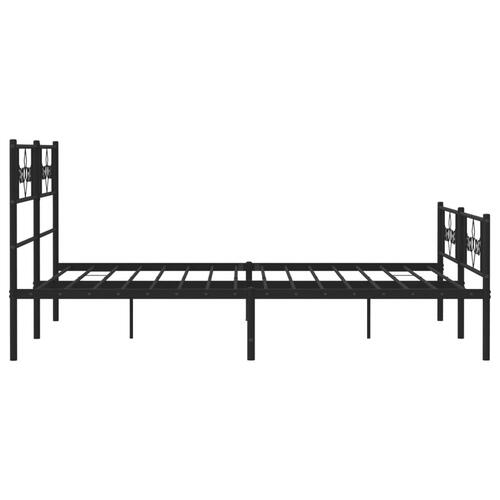 Sengeramme med sengegavl og fodgærde 135x190 cm metal sort
