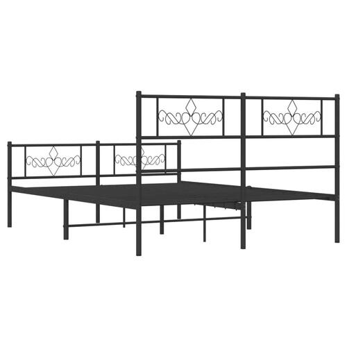 Sengeramme med sengegavl og fodgærde 135x190 cm metal sort