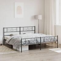 Sengeramme med sengegavl og fodgærde 180x200 cm metal sort