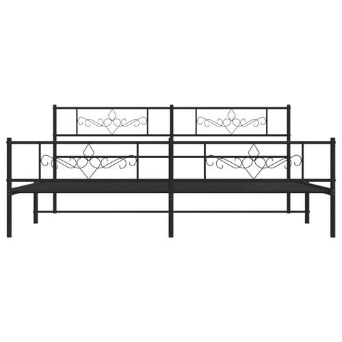 Sengeramme med sengegavl og fodgærde 180x200 cm metal sort