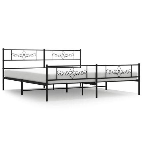 Sengeramme med sengegavl og fodgærde 193x203 cm metal sort