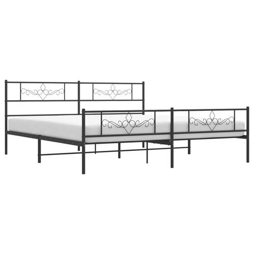 Sengeramme med sengegavl og fodgærde 193x203 cm metal sort