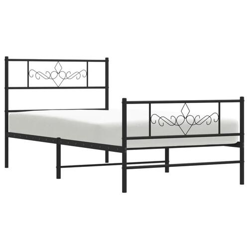 Sengeramme med sengegavl og fodgærde 107x203 cm metal sort