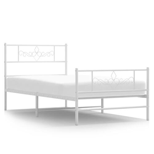 Sengeramme med sengegavl og fodgærde 107x203 cm metal hvid