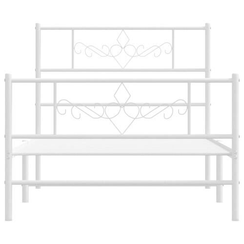 Sengeramme med sengegavl og fodgærde 107x203 cm metal hvid
