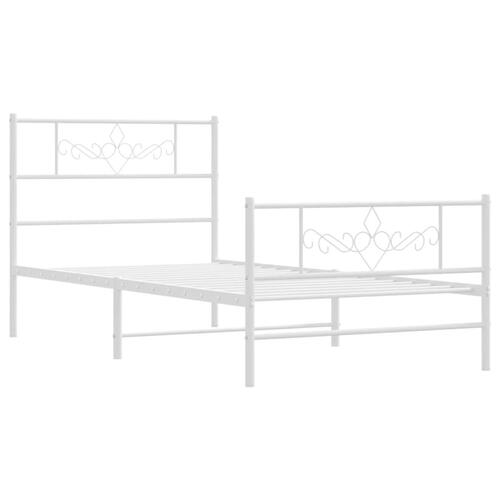 Sengeramme med sengegavl og fodgærde 107x203 cm metal hvid
