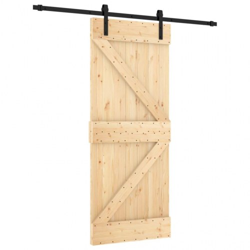 Skydedør med monteringssæt 85x210 cm massivt fyrretræ