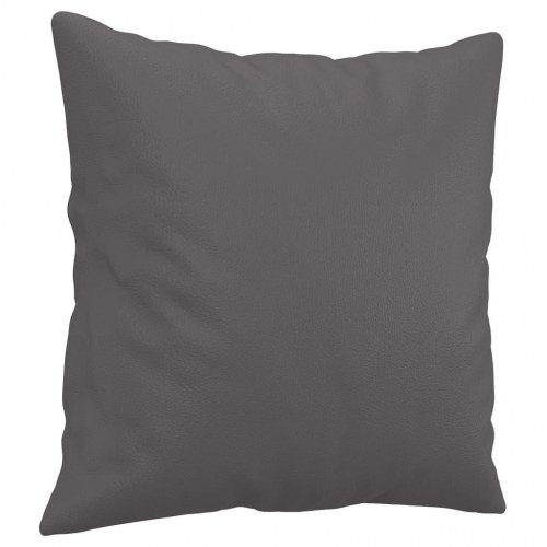 2-personers sofa med pyntepuder - kunstlæder, grå, 120 cm