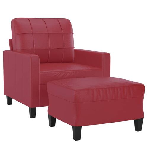 Sofastol med fodskammel 60 cm kunstlæder Vinrød