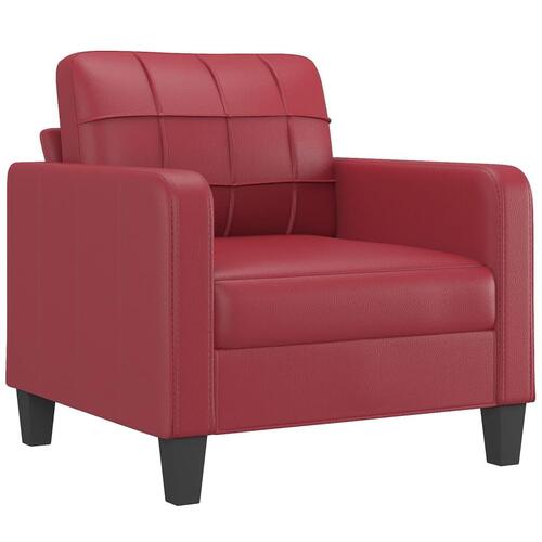 Sofastol med fodskammel 60 cm kunstlæder Vinrød
