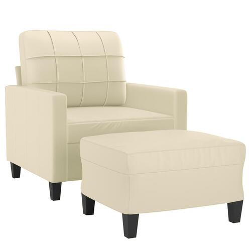 Sofastol med fodskammel 60 cm kunstlæder cremefarvet