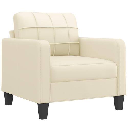 Sofastol med fodskammel 60 cm kunstlæder cremefarvet