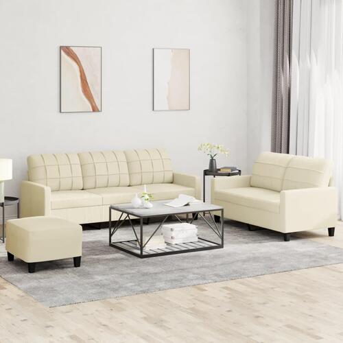 3 personers sofa med hynder kunstlæder Cremefarvet