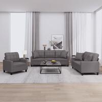 3 personers sofa med puder kunstlæder grå