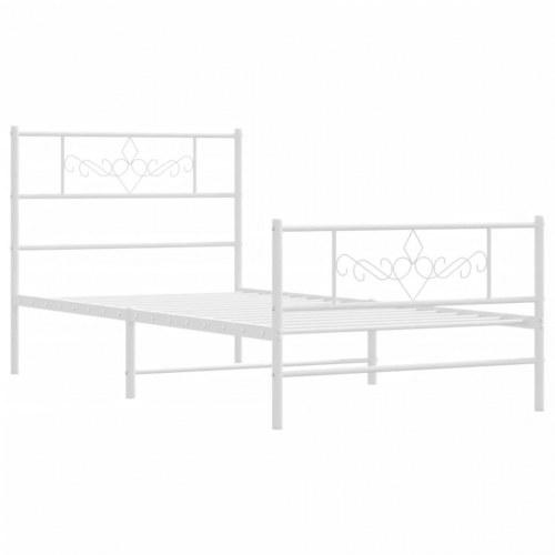Sengeramme med sengegavl og fodgærde 90x190 cm metal hvid