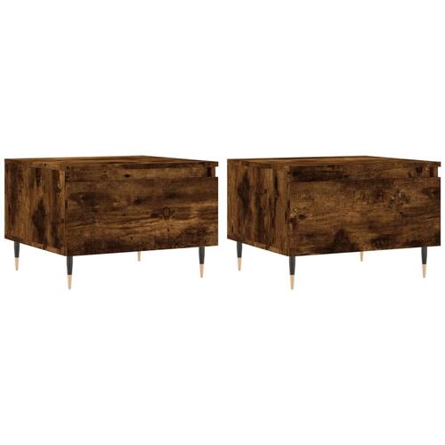 Sofaborde 2 stk. 50x46x35 cm konstrueret træ røget egetræsfarve