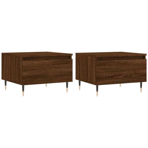 Sofaborde 2 stk. 50x46x35 cm konstrueret træ brun egetræsfarve