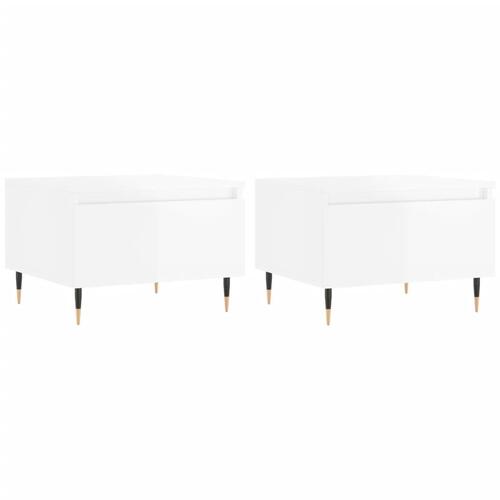 Sofaborde 2 stk. 50x46x35 cm konstrueret træ hvid højglans