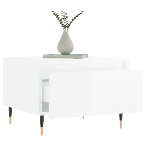 Sofaborde 2 stk. 50x46x35 cm konstrueret træ hvid højglans