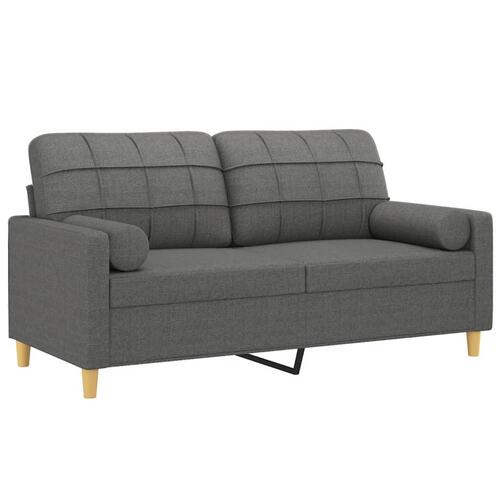 2-personers sofa med pyntepuder 140 cm stof mørkegrå