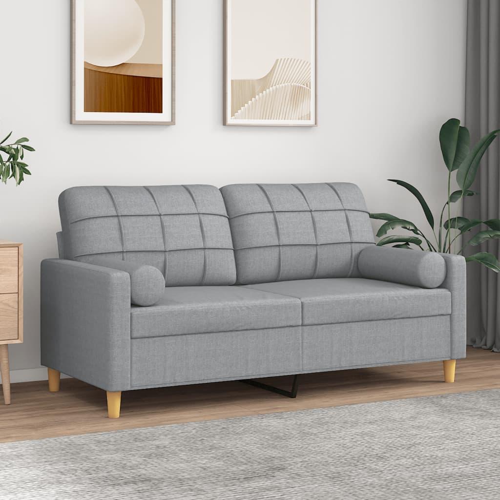 2-personers sofa med pyntepuder 140 cm stof lysegrå billede